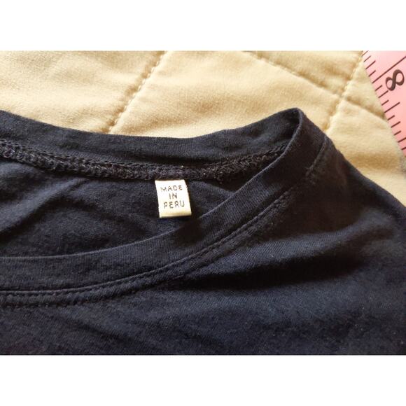 Vince Womens Medium Tunic Top Navy Cotton Short Sleeve Long Length Basic - Picture 4 of 9